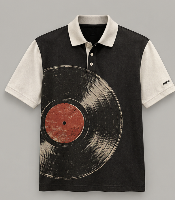 Listening Vinyl Record Graphic Polo